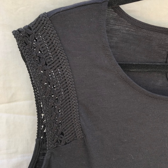 a.n.a Tops - Black sleeveless top with crochet trim